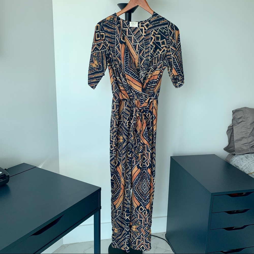 Sienna Sky Black and Orange Geometric Jumpsuit